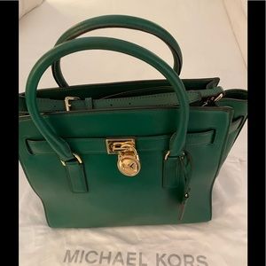 Michael Kors Midsize Hamilton Bag. Unique Emerald Green color . With Dust Bag.